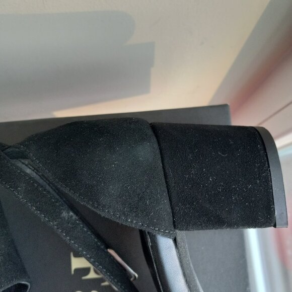 Fabianelli Black Suede Ankle Strap Block Heel Sandals Sz 38/ 7 -7.5 ITALY - Picture 8 of 16